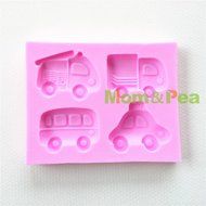 Mom&amp;pea 0657 Cartoon Cars Shaped Silicone Mould for Fondant Cake Sugar Paste Cake Decoration 3d Cake Toppers Mold... N3