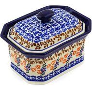 Polmedia Polish Pottery 6-inch Stoneware Jar with Lid H7909E Hand Painted from Ceramika Artystyczna in Boleslawiec...