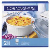 CorningWare French White 2-1/2-Quart Round Casserole Dish with Glass Cover N2