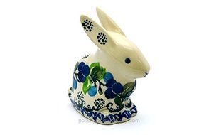 Polish Pottery Rabbit Figurine - Blue Berries
