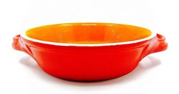 Enamel Casserole Dish,stoneware,orange/red,handles