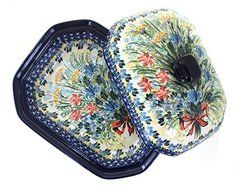 Polish Pottery Day Lily Bouquet Medium Covered Baking Dish N2