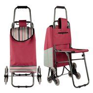 Stair Climbing Rolling Shopping Multipurpose Laundry Utility Cart with Seat N6