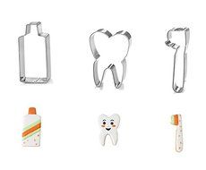 Astra shop 3-Piece Tooth Brush/Teeth/ Toothpaste Cookie Cutters Set in Durable Stainless Steel