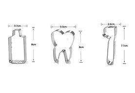 Astra shop 3-Piece Tooth Brush/Teeth/ Toothpaste Cookie Cutters Set in Durable Stainless Steel N2