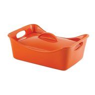 Rachael Ray Stoneware 3-1/2-Quart Covered Rectangle Lasagna Casserole, Orange