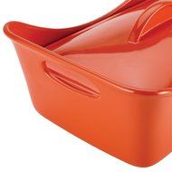 Rachael Ray Stoneware 3-1/2-Quart Covered Rectangle Lasagna Casserole, Orange N2