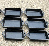 Old Mountain Rectangle Single Serve Cast Iron Dishes - Preseasoned Set of 6