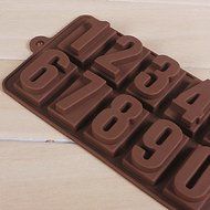 DUFUSTORE Chocolate Cake Candy Baking Silicone Bakeware Mould Number Pattern Random Color N3
