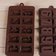 DUFUSTORE Chocolate Cake Candy Baking Silicone Bakeware Mould Number Pattern Random Color N4