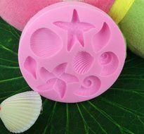 Click Down Starfish Shell Conch Design Silicone Mould Cake Topper Decoration Fondant Mold N2