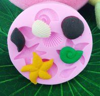 Click Down Starfish Shell Conch Design Silicone Mould Cake Topper Decoration Fondant Mold N3