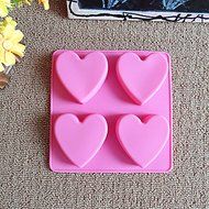 4 Holes Heart Silicone Cake Mold Handmade Soap Mold Thermostability