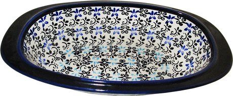 Boleslawiec Stoneware - Polish Pottery Oval Baking Dish - Forget-Me-Not