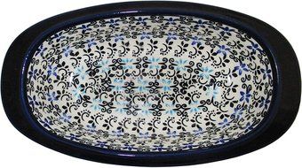 Boleslawiec Stoneware - Polish Pottery Oval Baking Dish - Forget-Me-Not N3