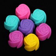 7 X Silicone Rose Cup Cake Muffin Maker Mold Baking Mould