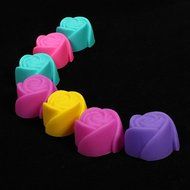 7 X Silicone Rose Cup Cake Muffin Maker Mold Baking Mould N3