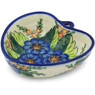 Ceramika Bona H0526H Polish Pottery Ceramic Heart Shaped Bowl Hand Painted, 6-Inch