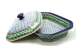 Polish Pottery Baker - Rectangular Covered - Large - Kiwi
