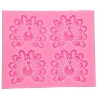 Mr.S Shop 3D 4PCS Peacock Shape Silicone Mold Candy Jelly DIY Sugarcraft Mold Cookware Dining Tools N3