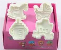 OliaDesign 4 Piece Cookie Candy and Cup Cake Molds, White