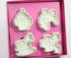 OliaDesign 4 Piece Cookie Candy and Cup Cake Molds, White N3