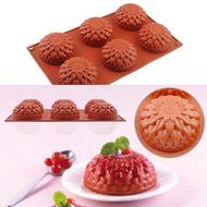 IC ICLOVER 6-Cavity Food Grade Silicon Mold,Vermilion Flower Cake Mold Pudding Mold and Muffin Cups and Bakeware...