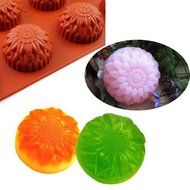 IC ICLOVER 6-Cavity Food Grade Silicon Mold,Vermilion Flower Cake Mold Pudding Mold and Muffin Cups and Bakeware... N2