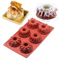 IC ICLOVER 6-Cavity Food Grade Silicon Mold,Vermilion Flower Cake Mold Pudding Mold and Muffin Cups and Bakeware... N5