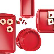 SilverStone Hybrid Ceramic Nonstick Bakeware, Steel Baking Pan Set, 5-Piece, Chili Red N6