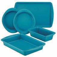 SilverStone Hybrid Ceramic Nonstick Bakeware, Steel Baking Pan Set, 5-Piece, Chili Red N7