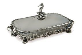 Star Home Coquilles Seahorse and Coral Covered Rectangle Baker