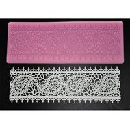 FOUR-C Cake Supplies Lace Silicone Mat Lace Mold for Sugar Craft Color Pink