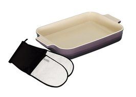Le Creuset Stoneware 12-1/2-by-9-1/2-Inch Rectangular Baking Dish, Cassis