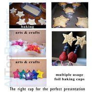48 Silver Foil Baking Cups Star Shapes Mold Cupcakes Run Bake Mini Cakes Crafts N2