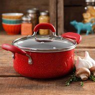 The Pioneer Woman Vintage Speckle 3-Quart Soup/Chili Casserole with Lid, Red