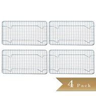(Set of 4) Half-Size, Heavy Duty Wire Pan Grate - 8" x 10" - Cooling Rack - Chrome Plated