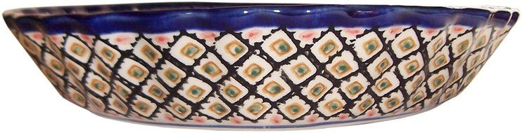Boleslawiec Stoneware - Polish Pottery Pie Plate or Quiche Baker - Eva's Collection "Red Garden" N3