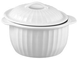 HIC 64-Ounce Lidded Round Casserole Dish, White