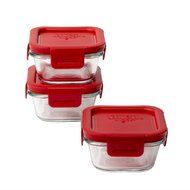Pyrex 4-lock Square Storage 6 Piece Set w/ Red Lids