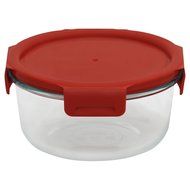 Pyrex 4-lock Square Storage 6 Piece Set w/ Red Lids N3