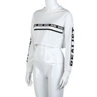 AIMTOPPY Fashion Women Letter Print Crop Sweatshirt Top Casual Long Sleeve Blouse White (XL, white) N5