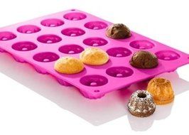 Tifan Mini Fancy 20-Cavity Bundt Savarin Cake Pan Chiffon Cake Mould Silicone Mold Baking Mould(Hot Pink)