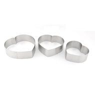 uxcell Metal Heart Shape Home Kitchen DIY Cake Fondant Muffin Mold Baking Tool 3 in 1 Silver Tone N3
