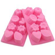 Zicome 8-Cavity Adorable Flower Leaf Silicone Soap Mold Cake Decoration Mold, Set of 2