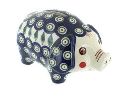 Polish Pottery Peacock Piggy Bank