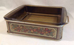 Vintage Pyrex 2 Liter Square Casserole with Metal Stand