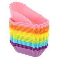 Freshware CB-321SC 24-Pack Silicone Jumbo Rectangle Round Reusable Cupcake and Muffin Baking Cup, Six Vibrant...