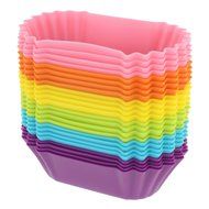 Freshware CB-321SC 24-Pack Silicone Jumbo Rectangle Round Reusable Cupcake and Muffin Baking Cup, Six Vibrant... N2