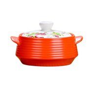 Qingsm High Temperature Resistance Flame Fire Ceramics Health Lovely Casserole (2.2L, red)